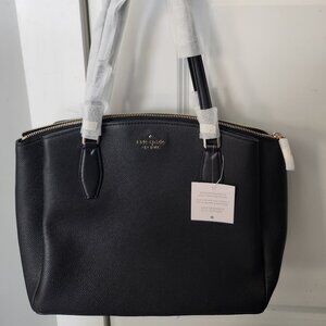 Kate Spade Black Leather Compartment Tote Bag